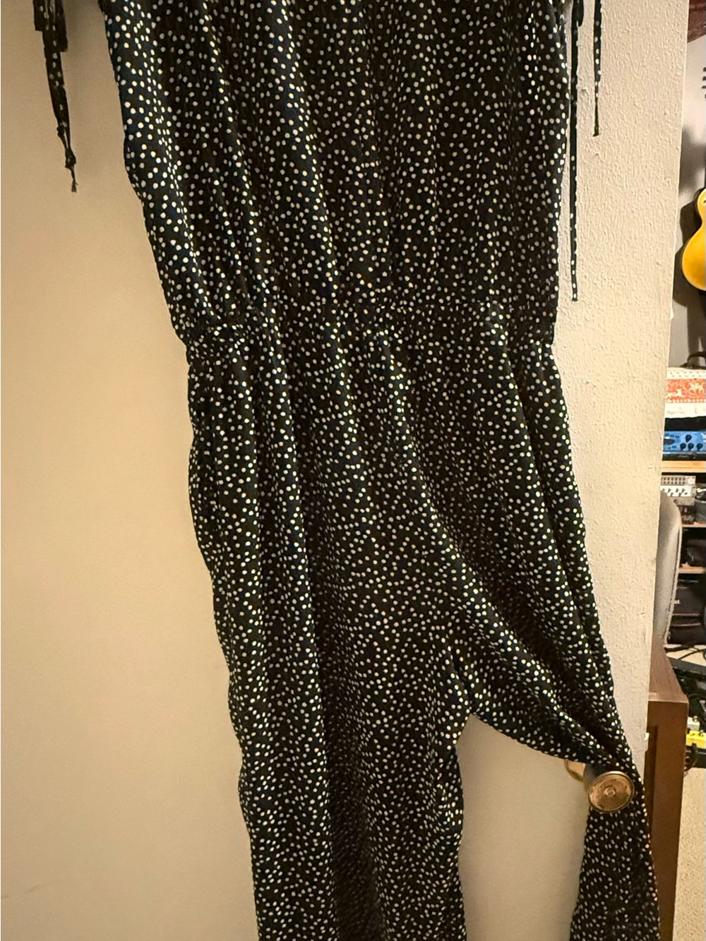 Max Studio Black and White Polka Dot jumpsuit for casual or classy events